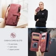 thumbnail image 3 of Wallet Case Compatible with Samsung Galaxy S8 Plus, Multifunctional Magnetic Closure Folio Case, [RFID Blocking] Durable PU Leather Flip Lanyard Strap Wristlet Zipper Card Holder Phone Case, Red, 3 of 10