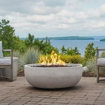 Grand Lake 38 Inch Round Concrete Propane Fire Bowl in Fog by BBQGuys Signature
