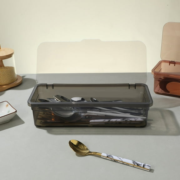 Beaupretty Clear Plastic Flatware Storage Container Flatware Trays Plastic 2 Pcs