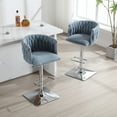 thumbnail image 3 of Swivel Bar Stools Set of 2 with Footrest, Modern Boucle Upholstered Counter Height Barstools with Adjustable Lift, Bar Chairs with Metal Base for Pub, Kitchen, Dining Room, Club, Light Blue, 3 of 9