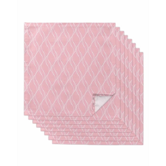 Pink White Stripes Cloth Napkins Set of 8 Reusable Dinner Napkins, Simple Geometric Modern Monochrome Cocktail Napkin Washable Table Napkins for Wedding/Holiday Party/Baby Shower 20"x20"