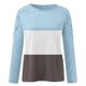 thumbnail image 5 of Puntoco mujeres Casual Color bloqueo cuello redondo encaje ahueca hacia fuera manga larga pulóver blusa adelgazante camiseta tops Puntoco Puntoco-2667, 5 of 5