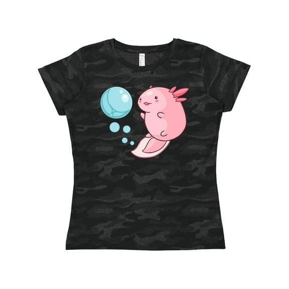 Inktastic Cute Axolotl and Bubbles in Heart Shape Women's T-Shirt