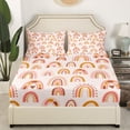 thumbnail image 4 of Rainbow Sheet Set Cute Love Heart Boho Stripes Bed Sheets Set with 1 Pillowcase,Cartoon Style Rainbow Sheets Twin Watercolor Kawaii Design Bedding Set Pink Room Decor, 4 of 6