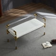 thumbnail image 4 of Acrylic and Gold Stainless Steel Combination Bench for Bedroom or Entryway, Extra Seat for Living Room(Ivory), 4 of 10