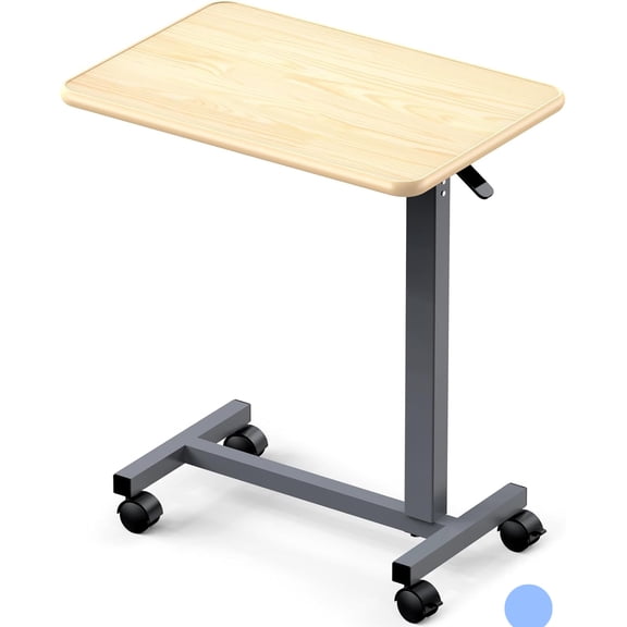 Adjustable Overbed Table with Wheels, Pneumatic Height Adjustment, Ideal for Hospital Use or At Home as Bed Tray, Standing Desk, Bedridden & Mobility Needs