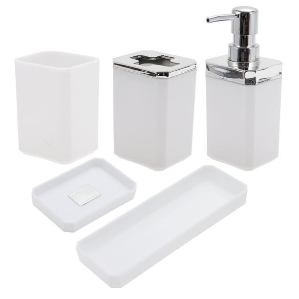 Conjunto de dispensador de jabón de moda único para baño y lavandería en blanco