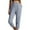 Gray, variant on Lindreshi Womens Capris with Pockets Cotton Womens Solid Color Comfortable Elastic Waist Casual Trousers with Pocket