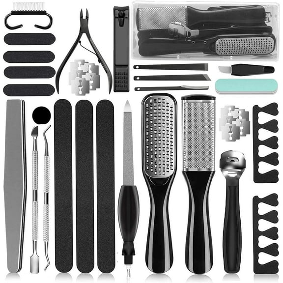RUTAWZ 36-in-1 Pedicure Kit & Tools for Feet – Callus Remover, Foot File & Nail Clippers Set
