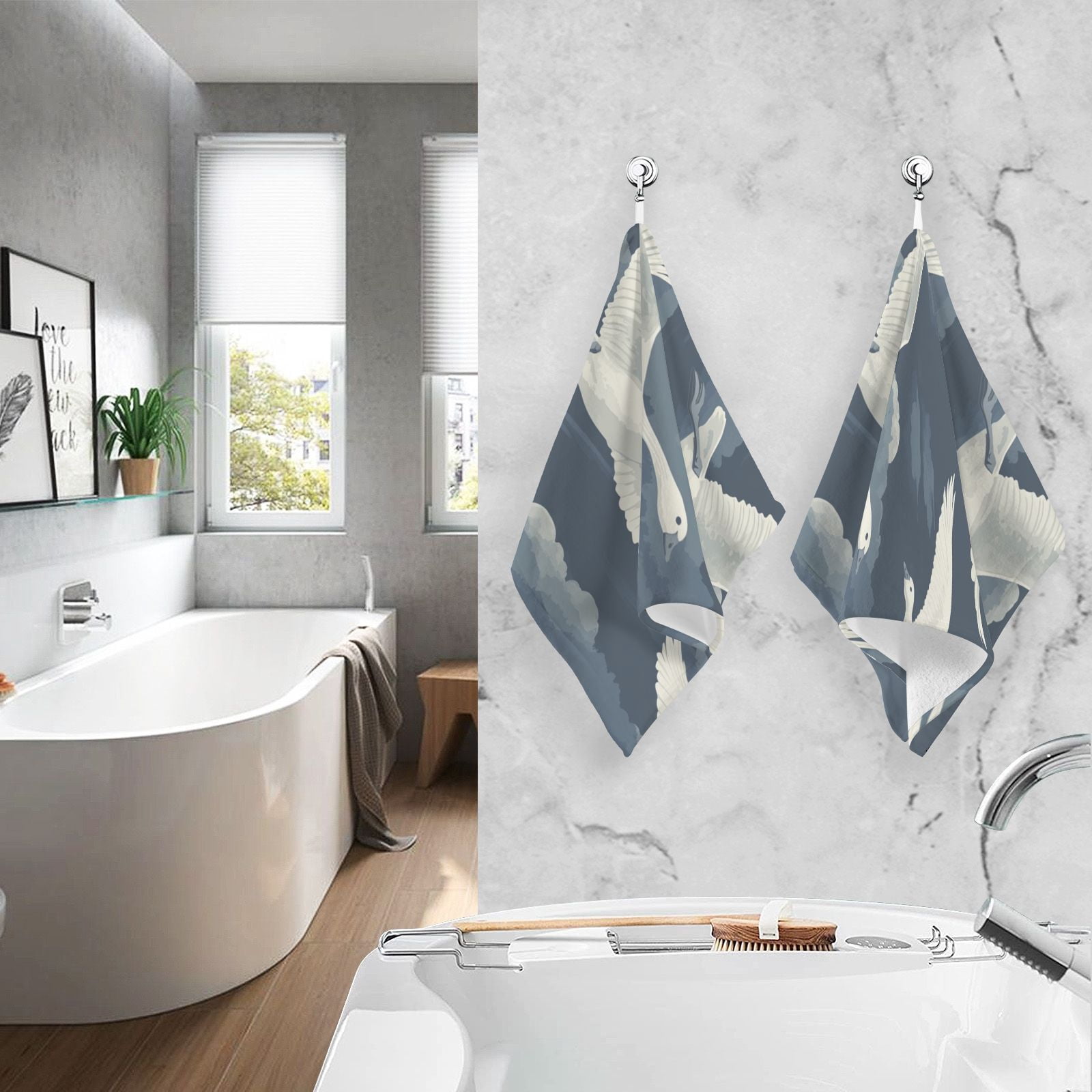 Graceful Geese Hand Towels Cotton Bath Towels Large Face Towels Absorbent for Bathroom 2 Packs