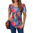 thumbnail image 3 of Fantaslook Blouses for Women Dressy Casual V Neck Pleated Tunic Tops Summer Short Sleeve Boho Shirts, 3 of 7