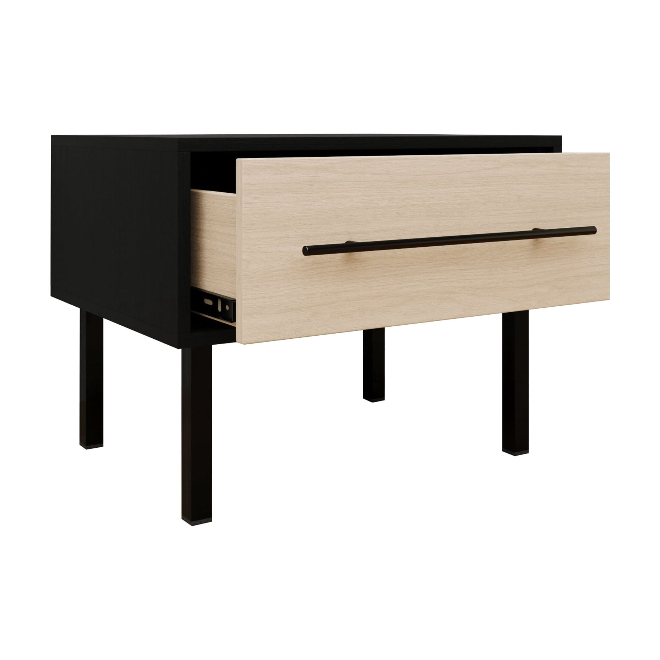 Castle Place Mid-Century 1-Drawer Wood Nightstand, Antique Oak