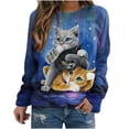 thumbnail image 2 of Puntoco Mujer Camisas Gráfico Impreso Manga Larga Cuello Redondo Sudadera Pullover Tops Cómodos Puntoco Puntoco-5544, 2 of 4