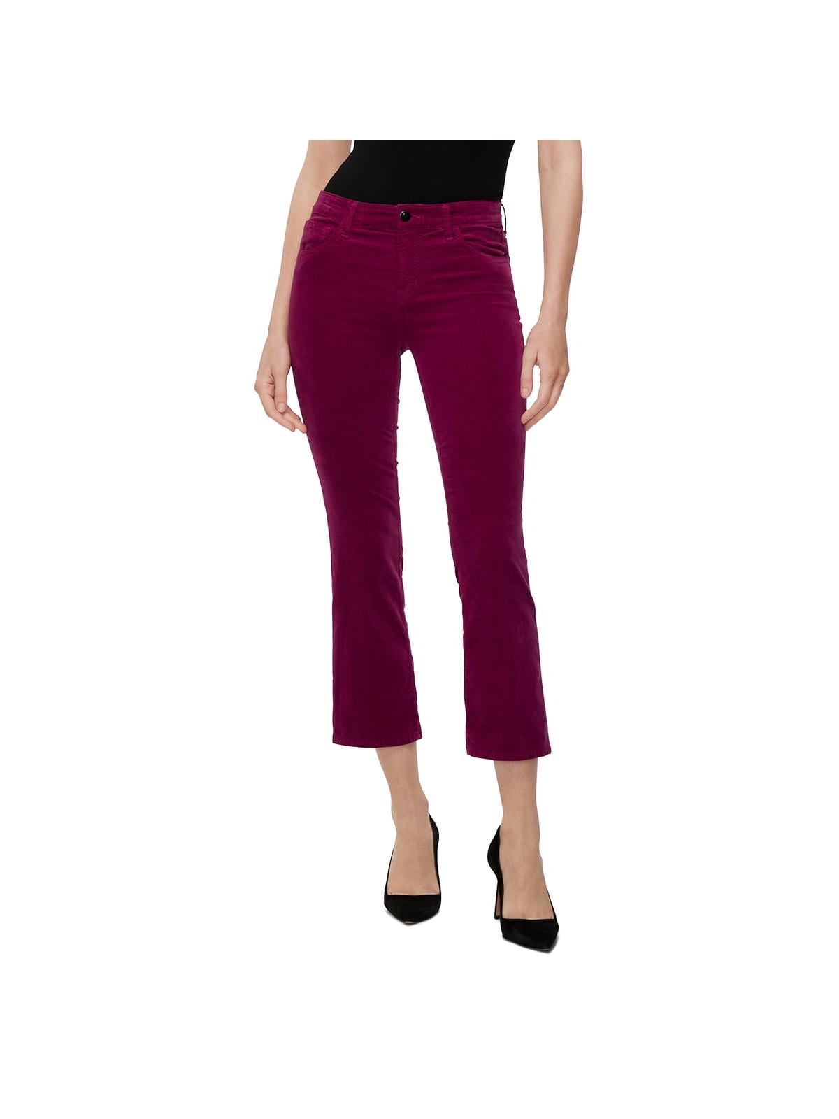 J.BRAND Women's Selena mid-rise crop boot Velvet Pants Color burgundy Select SZ