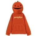 thumbnail image 4 of Holzkary Halloween Pumpkin Hoodie for Women Pumpkin Face Long Sleeve Tops Fall Hoodie Party Pullover Halloween Plush Hoodie Fall Winter Pumpkin Head Plush Holiday Sweatshirt Fuzzy Pullover Orange L, 4 of 9