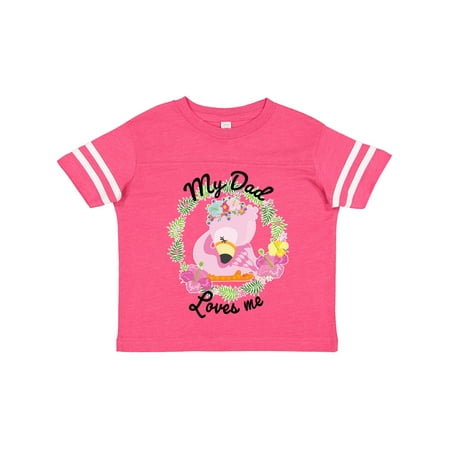 

Inktastic Baby Flamingo My Dad Loves Me with Flower Wreath Gift Toddler Boy or Toddler Girl T-Shirt