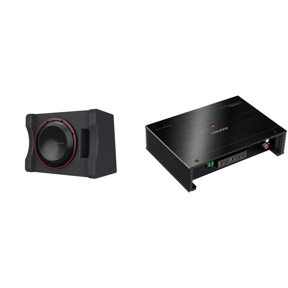 Kenwood P-XW1221SHP Single 12" High Power Subwoofer in a Vented Enclosure and includes a X503-1 1000W Max Power eXcelon Series Class D Mono Amplifier