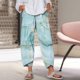 thumbnail image 1 of ICHUANYI Clearance Women's Casual Trousers Loose Printed Elastic Waist Long Pants With Pocket(Green, S) ICHUANYI WER2023081108578, 1 of 4