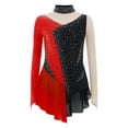 thumbnail image 3 of TSSOE Figure Ice Skating Dress for Girls Long Sleeve Skirted Leotard Sparkly Ballet Dance Dress for Performance Red 8, 3 of 5