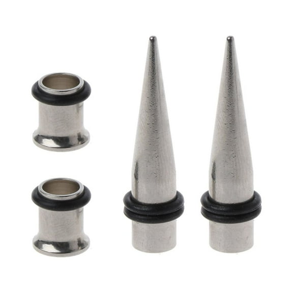 HEMLBOYW Gauge 7mm Pair of Stainless Steel Tapers and Tunnels Ear Studs Stretching Kit with O-Ring Body Jewelry for Male Female Metal