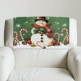 thumbnail image 5 of SCRAWLGOD Christmas 1 PCS PU Headrest Cover Non Slip Sofa Headrest Protector Chair Head Rest Covers with Adhesive Backed Hook and Loop,17x27in, Snowman Candy Cane Holly Bell Snowflake Green, 5 of 7