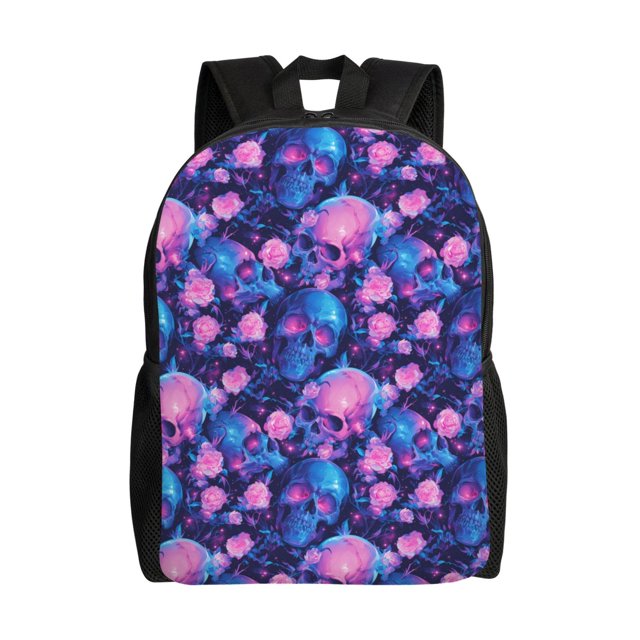 Fotbe Blue Skull Rose Mochila de Viaje para Laptop, Mochila Ejecutiva Delgada y Resistente 15.6"