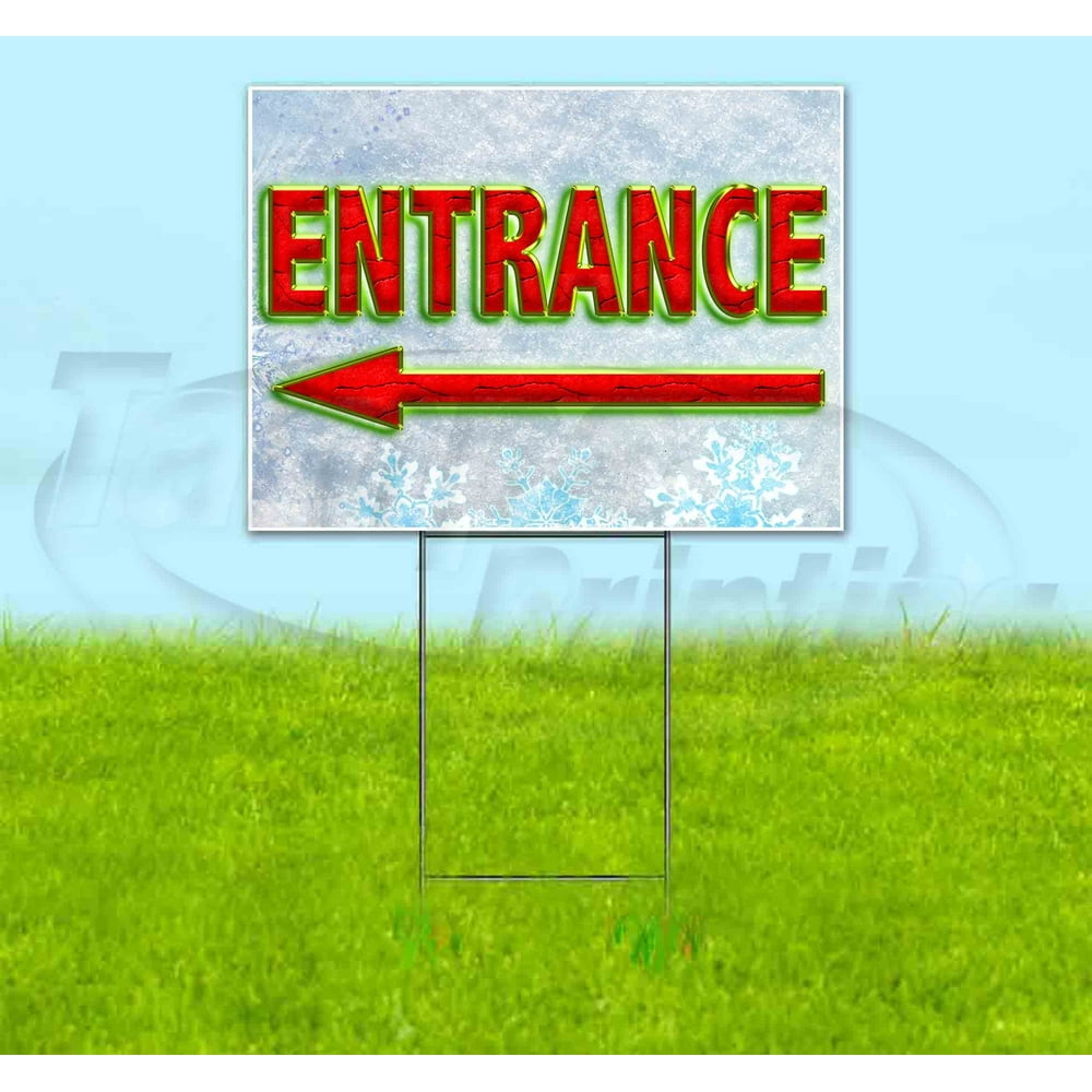 ENTRANCE ARROW (18" x 24") Yard Sign, Quantity Discounts, MultiPacks, Includes Metal Step Stake