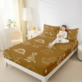 thumbnail image 4 of jejeloiu Dinosaur Dino Wildlife Bed Sheets,Jungle Animals King Sheets,Brown White Sheet Set For Boys Girl,Microfiber Bedroom Decor,4-Piece, 4 of 7