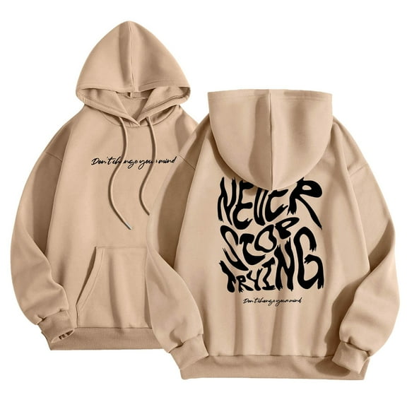 Hoodies for Women Long Sleeve Hoodie Pullover Hoodies for Women Oversized Hoodie for Women Khaki Crewneck Fall Clothes Women Clothes