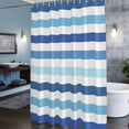thumbnail image 3 of Ombre Blue White Striped Shower Curtains for Bathroom, Modern Minimalist Abstract Lines Washable Fabric Shower Curtain with Hooks Waterproof Bathroom Decor Sets, 54 x 78 Inches, 3 of 9
