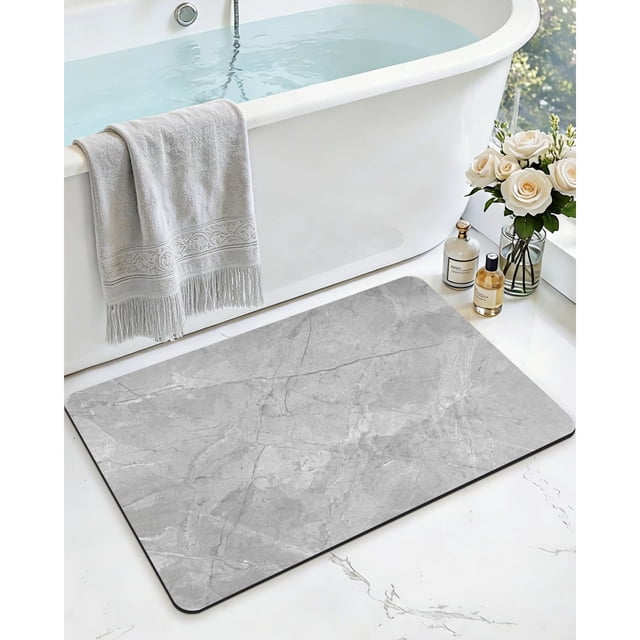Alfombra de baño Antideslizante, súper Absorbente, de Secado rápido, Lavable a máquina, tapete de baño para bañera, Ducha, Lavabo, Gris Claro