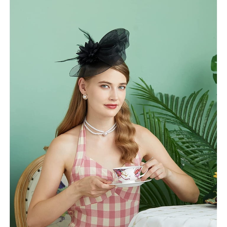 Fascinators Hat for Women Tea Party Headband Kentucky Derby Wedding Flower Green Healeved Tea Party Hats for Women Fascinators Hat Cocktail  main image 3