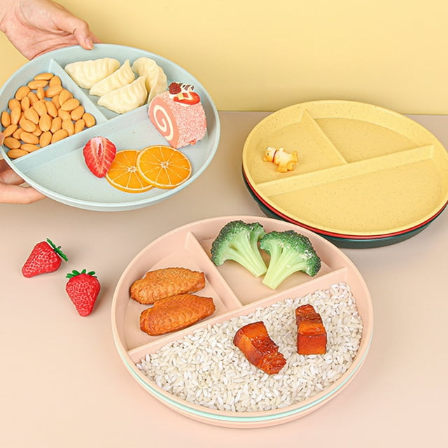 Lubelski Home Breakfast Tableware Children Three Compartment Divided Meal Plate Weight Loss Ration Unbreakable Dish Plate