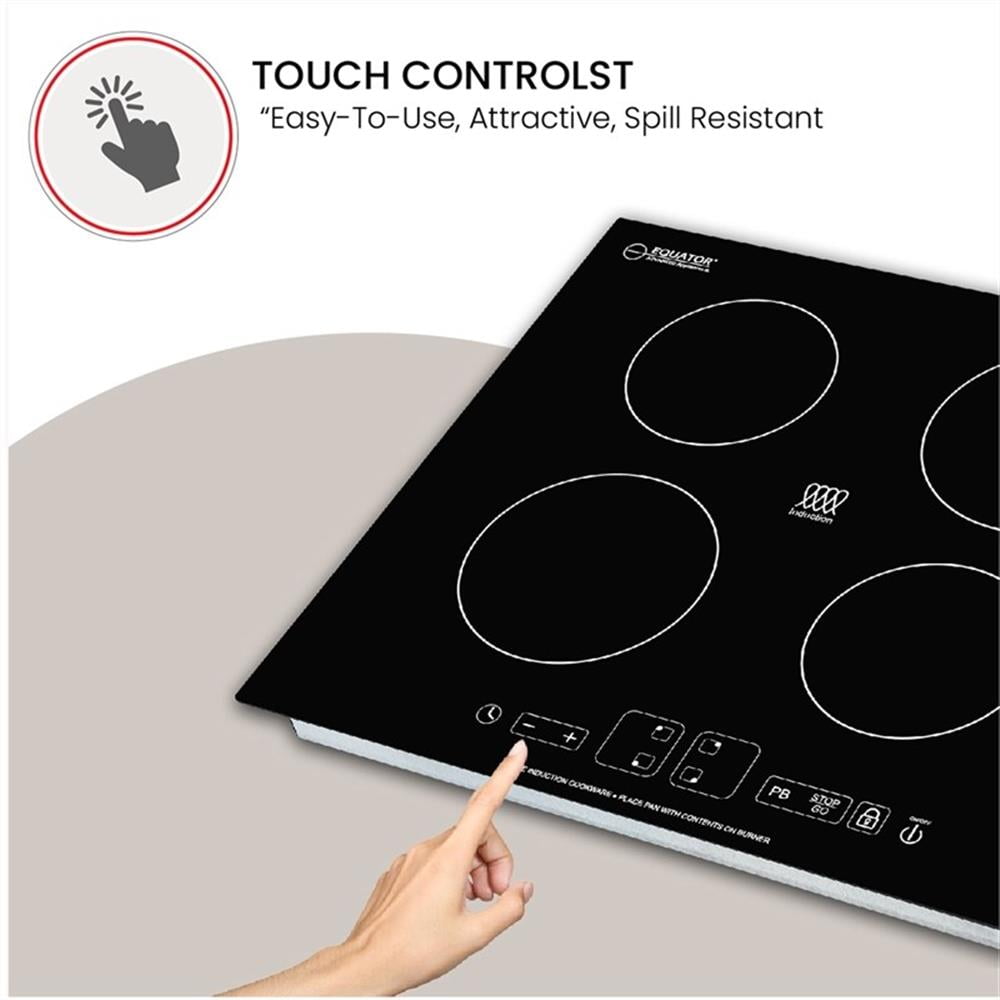 Pemberly Row Metal 24" Built-in Induction Cooktop 4 Burner in Black