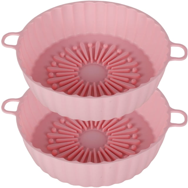 2Pcs Air Fryer Silicone Pot avec Poignée Réutilisable Air Fryer Doublure Résistant à la Chaleur Air Fryer Silicone Panier 7,48 Pouces