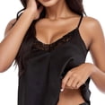 thumbnail image 4 of Women Pajama Sets Sexy Satin Shorts Nightwear Lounge Sets Sleepwear Black L, 4 of 4
