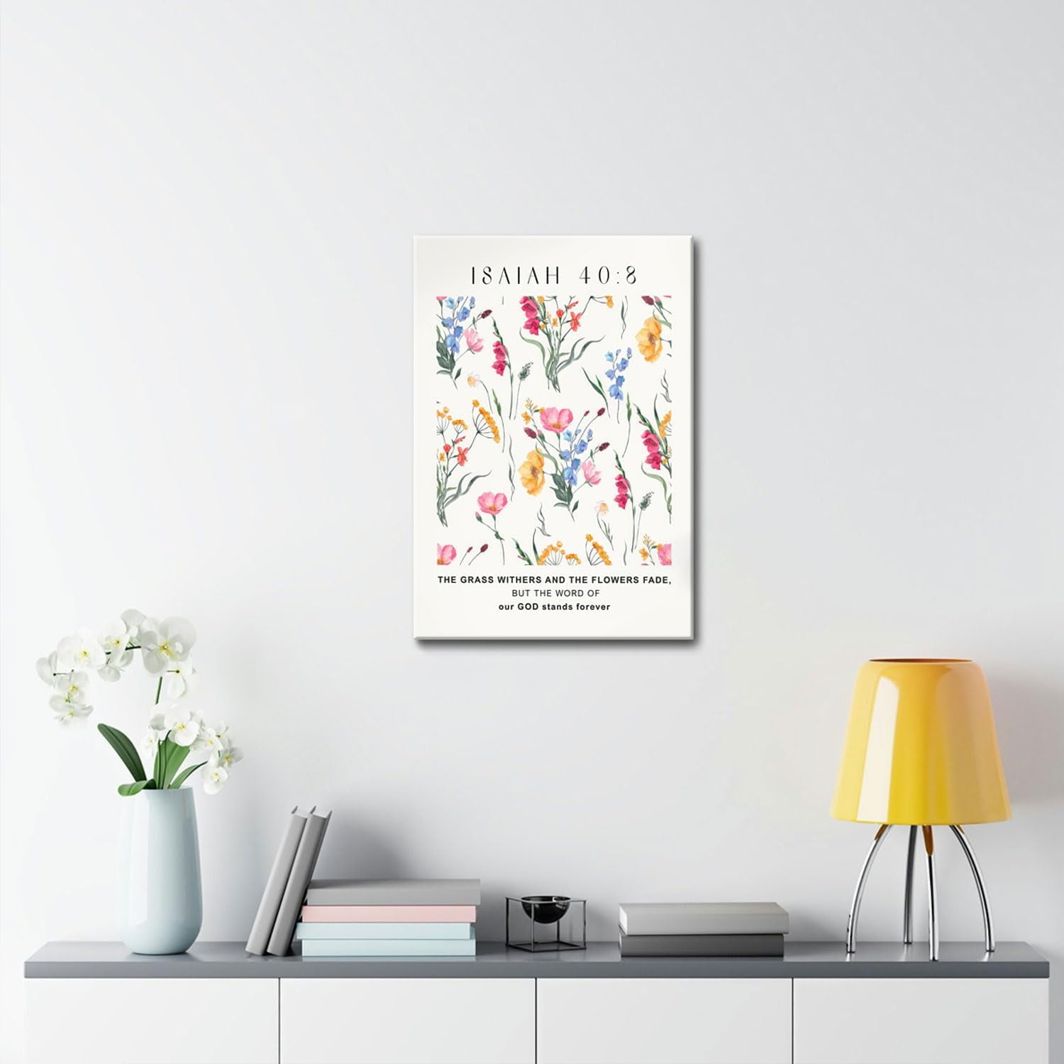 Framed Christian Wall Art - Bible Verses Wall Decor - Scripture Serenity Prayer Room Decor - Lords Prayer Quotes Wall Decor - Isaiah 40 Poster Floral Painting Canvas Prints for Bedroom12 X16