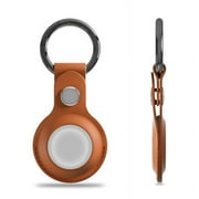 Case for Apple AirTag Leather Keychain Premium PU Leather Cover Shockproof Sleeve Shell Skin Ring Holder for Keys Backpacks Cover for Air Tag by Xpm - Brown