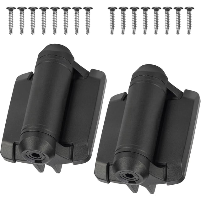 Charnières de Portail à Fermeture Automatique, Robustes, Lot de 2 - Pieds d'Alignement à Tension à Ressort Réglables, Résistantes aux Intempéries pour Portails en Bois/vinyle/métal, Noir