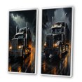 thumbnail image 3 of Designart "Midnight Cruiser Semi Truck Majesty III" Truck Framed Wall Art Set Of 2 - Black Transportation Framed Canvas Set For Living Room Decor, 3 of 7