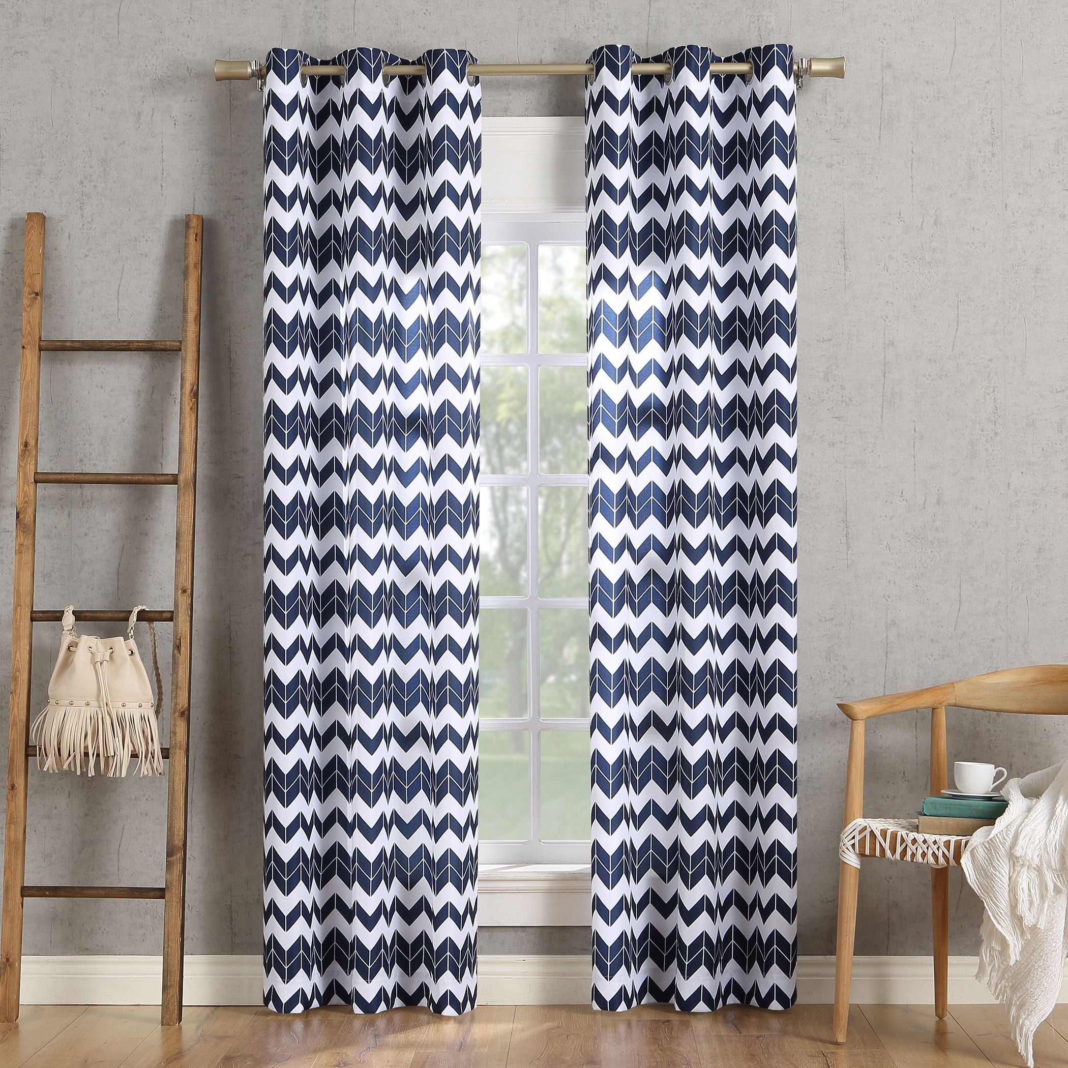 No 918 Kai Chevron Semi Sheer Grommet Curtain Panel Walmart Com