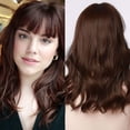 thumbnail image 1 of LinenLoon Perruque Cheveux Marron pour Femmes Perruque Longueur Épaule Ondulée Perruques Cheveux Synthétiques Usage Quotidien, 1 of 5