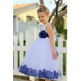 thumbnail image 5 of Ekidsbridal Girl Ballroom Flower Girl Dress - Lace Heart Cutout White Tulle with Petals 185T-A (Size: M-12), 5 of 5
