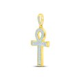 thumbnail image 2 of 10kt Yellow Gold Mens Round Diamond Ankh Cross Charm Pendant 1/3 Cttw, 2 of 2