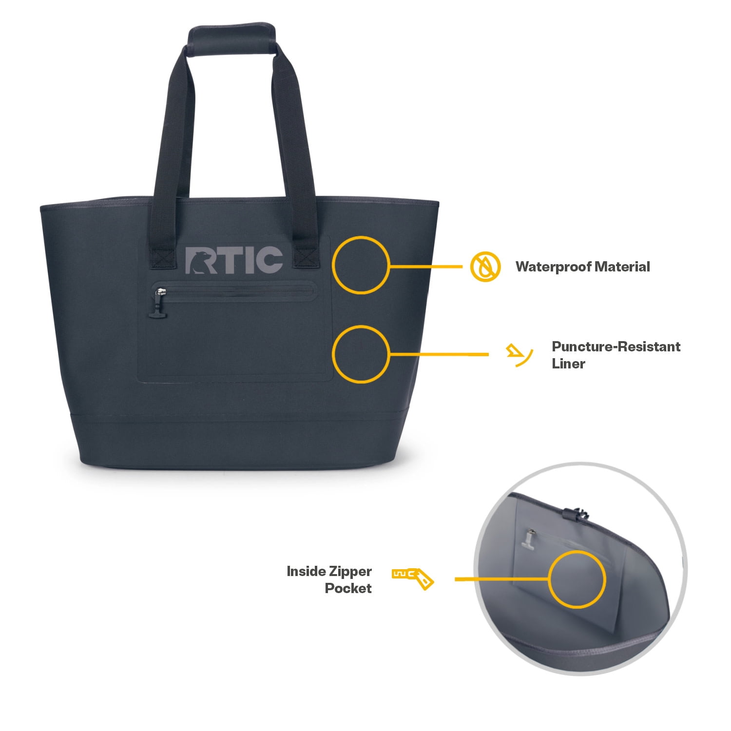 RTIC Ultra-Tough Tote Bag, 40 Ltr Fully Waterproof Bag, Navy