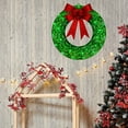thumbnail image 3 of Franhais Christmas Decoration Metal Wreath with Lights Artificial Hanging Bow Garland for Front Door Wall Indoors Outdoors Party Supplies, 3 of 9