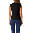 thumbnail image 3 of INSPIRE CHIC Mock Neck Blouse for Women's Summer Knit Ribbed Sleeveless Tops, 3 of 5