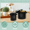 thumbnail image 6 of 3Pcs Vegetable Storage Canister with Lid Handle Metal Potato Onion Garlic Storage Bin Rustproof Vegetable Storage Set Kitchen Storage Canisters with Aerating Holes for Home Kitchens, 6 of 8