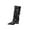 Black, variant on Xfvqtps Womens Fashion Knee High Boots with Adjustable Buckle Straps Low Wedge Heel Pointed Toe Comfortable Casual Winter Boots for Women Black