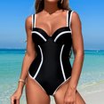 thumbnail image 2 of Simua Women Slimming Tummy Control One Piece Swimsuits V Neck Back Color Block Bathing Suit for Beach Pool Party, 2 of 6